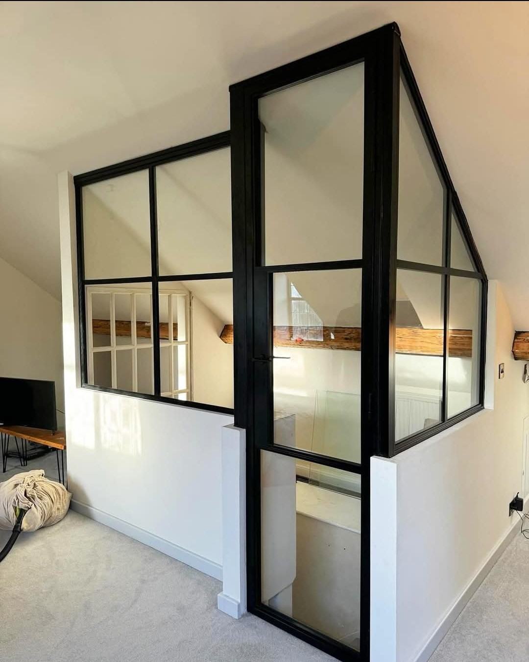 Swift installers fitting a slim aluminium internal partition on a Kent home refurbishment